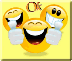 three smiley faces are giving a thumbs up and the word ok is on the bottom