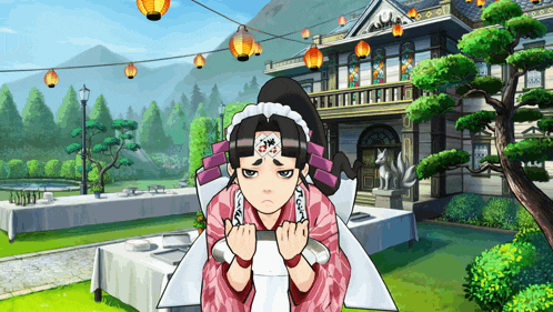 a cartoon drawing of a girl in a maid costume