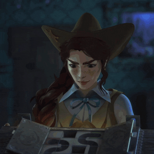 a painting of a woman in a cowboy hat with the number 55