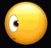 a close up of a yellow smiley face with a black background .