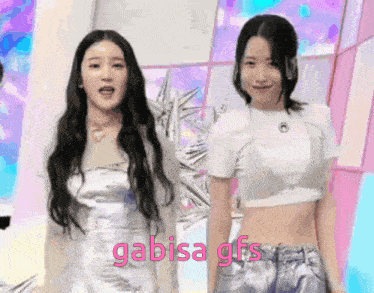 two girls are standing next to each other and the words gabisa gfs are visible