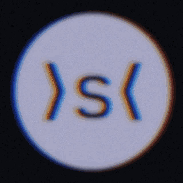 a white circle with the letter s in black