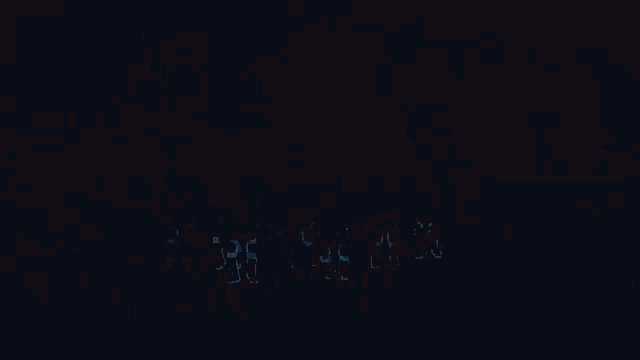 a group of people are dancing in a dark room and they are glowing blue