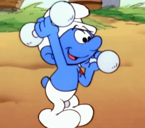 Hefty Smurf Dumbbells GIF - Hefty Smurf Dumbbells Lifting Weights GIFs