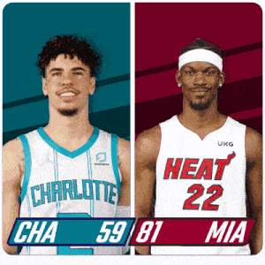 two basketball players one from charlotte and the other from the heat