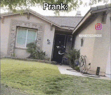 a picture of a house with the words prank written on it