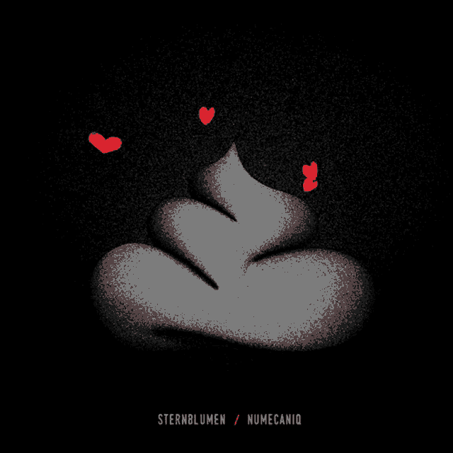 a black and white drawing of a pile of poop with the words sternblumen / numecaniq on the bottom
