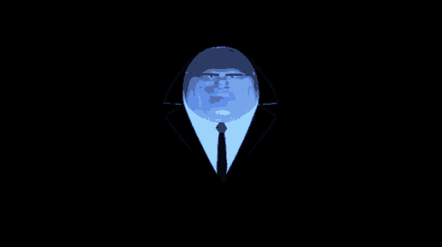 a man in a suit and tie has a glowing face
