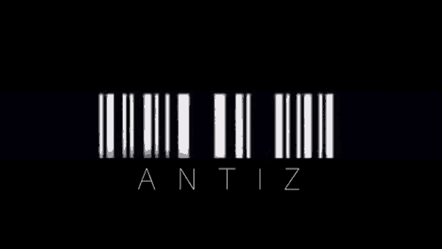 the word antiz is on a black background with white stripes