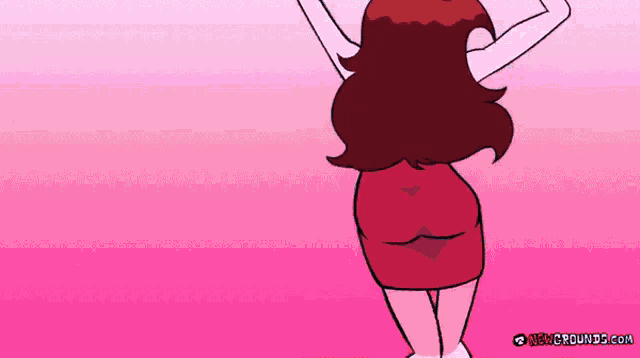 a cartoon of a woman in a red dress dancing with the website newgrounds.com in the corner
