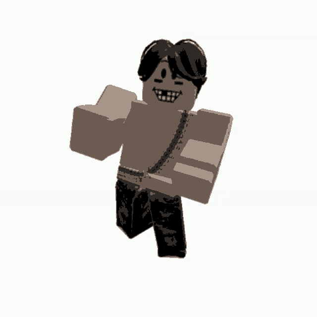 a cartoon character without a shirt is smiling