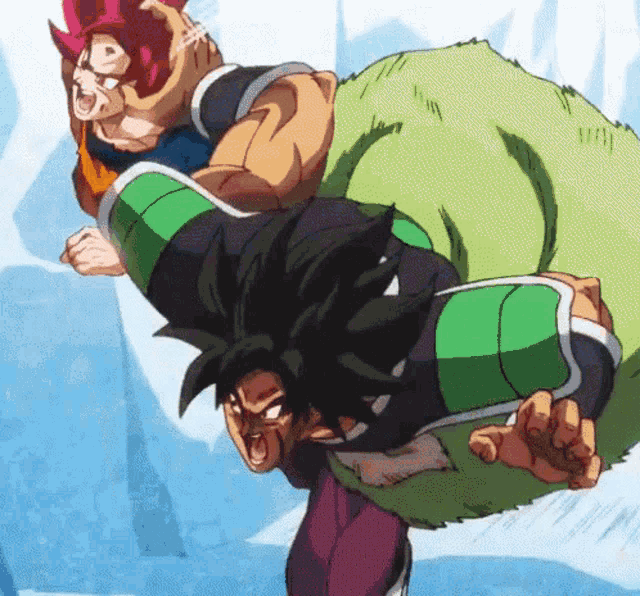 a couple of cartoon characters are fighting each other in a cartoon .