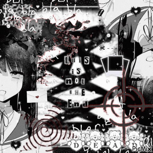 a black and white drawing of a girl with the words this is not the end
