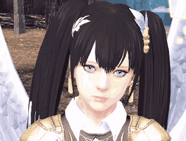 a close up of a girl 's face with pigtails