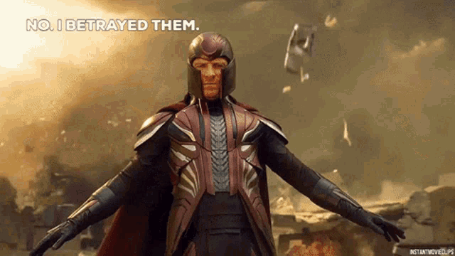 a man in a superhero costume is saying no i betrayed them