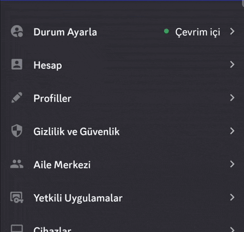 a screenshot of a phone screen with a green button that says " durum ayarla "