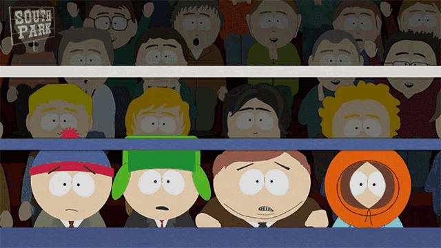 a group of south park characters are watching a game