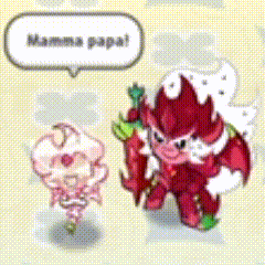 a cartoon character with a speech bubble that says mamma papa !