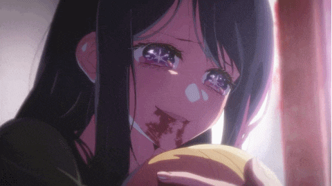 a girl with blood on her face is crying