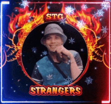 a picture of a man in a hat with the words strangers above him