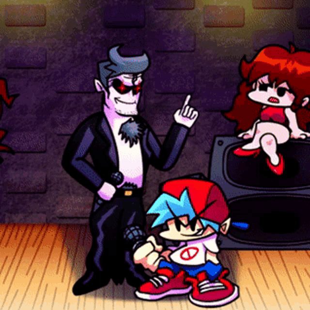 a couple of cartoon characters standing next to each other one of which has the letter d on his hat
