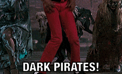 a picture of a zombie with the words dark pirates written on it