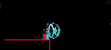 a screenshot of a video game with a brick wall and purple and red lines .