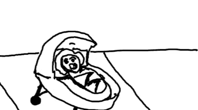 a drawing of a baby in a stroller