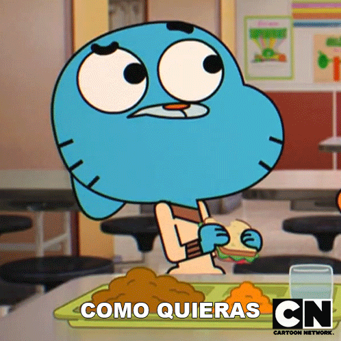 gumball from the amazing world of gumball is eating a sandwich in a cartoon
