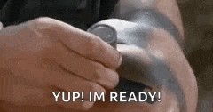 a person is holding a watch in their hand and saying yup ! im ready !