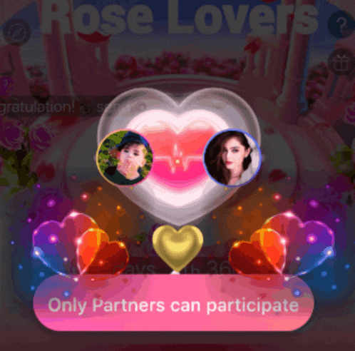 a screenshot of a game called rose lovers that says only partners can participate