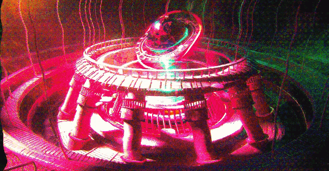 a colorful image of a circular object with a sphere in the middle