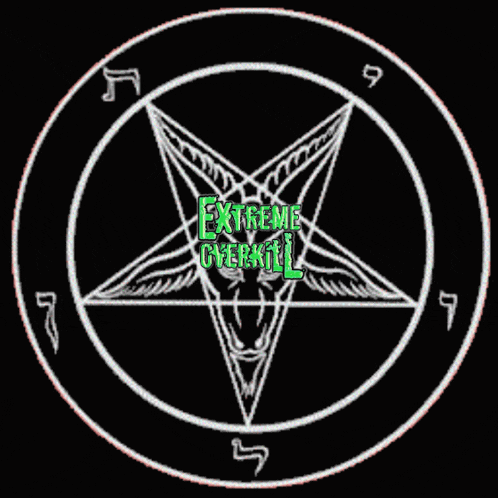 a logo for extreme overkill with a pentagram in the center