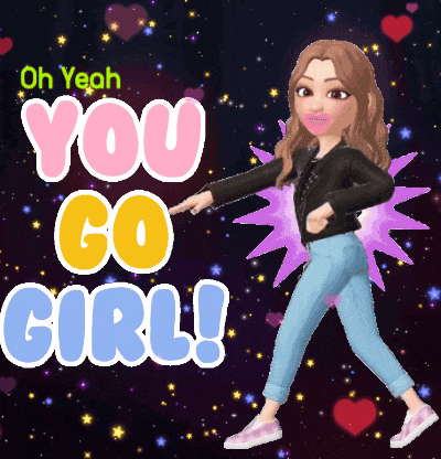 a cartoon girl is pointing at the words " you go girl "