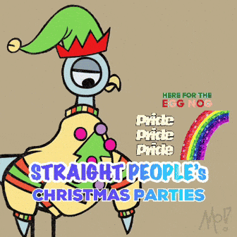 a poster for straight people 's christmas parties with a bird
