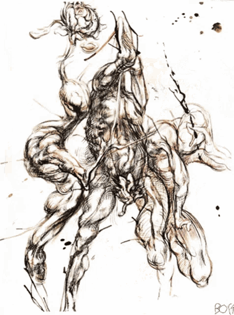 a drawing of a person with the name boya on the bottom right