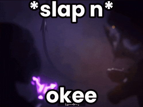 a purple background with the words " slap n okee " on it