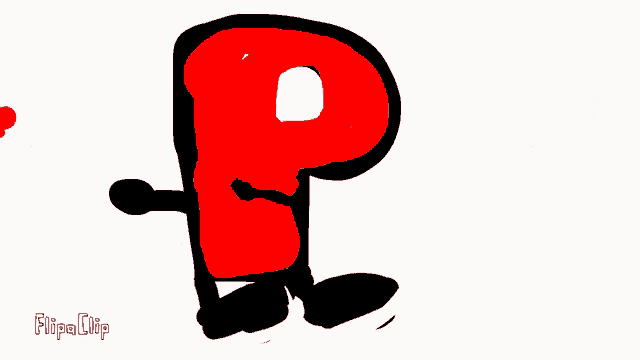 a drawing of a letter p with arms and legs
