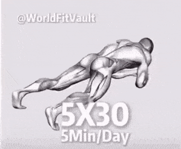 a drawing of a person with the words 5x30 5min / day