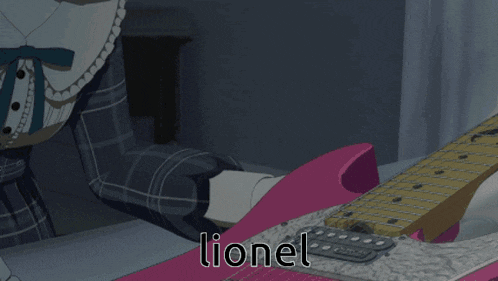 a picture of a girl playing a guitar with the words soyo-chan really lioned hic didn 't you
