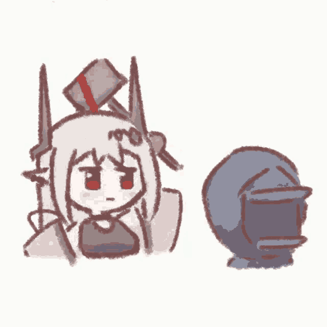 a drawing of a girl with a sword and a speech bubble with a lightning bolt