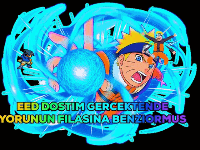 a picture of a cartoon character with the words eed dostim gerçektende on it