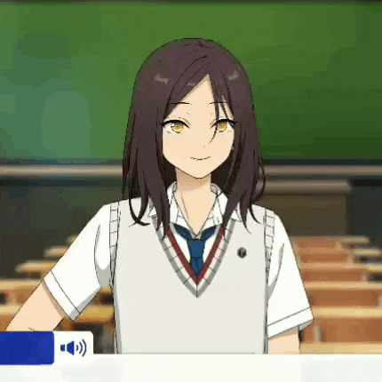 a girl with long hair is standing in front of a blackboard in a classroom wearing a white vest and tie .