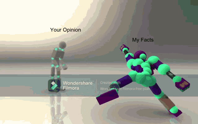 a screenshot of a video game with the words your opinion and my facts below it