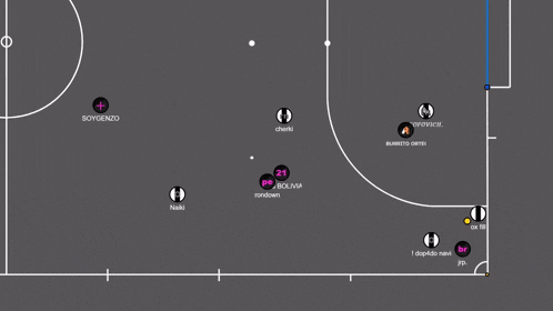 a map of a soccer field with soygenzo and miss bolivia in the center