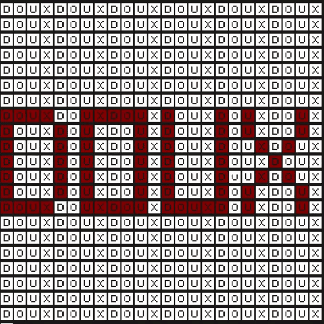 a pixel art of a heart made out of letters and numbers