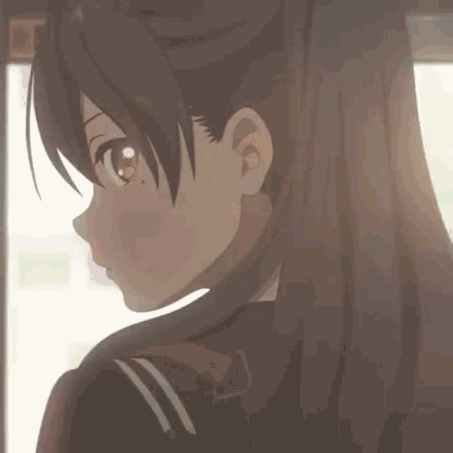 a close up of a anime girl with long hair