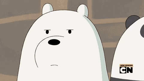 a panda bear from the cartoon we bare bears looking sad