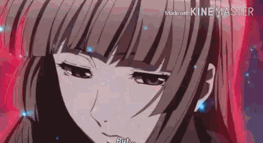 a close up of a girl 's face in a video made with kinemaster