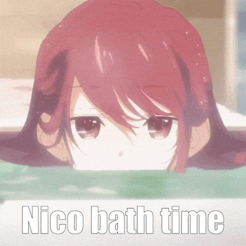 a picture of a girl in a bathtub with the words nico bath time below it